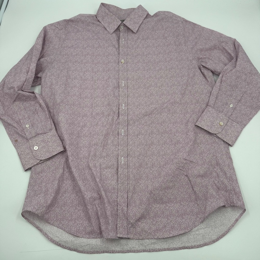 Canali Dress Shirt Floral Print Button Up Long Sleeve Made in Italy XL Read Desc